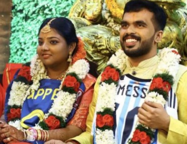 بازتاب جام جهانی فوتبال؛ زوج هندی در مراسم عروسی هم از تشویق تیمهای حریف دست بر نداشتند.